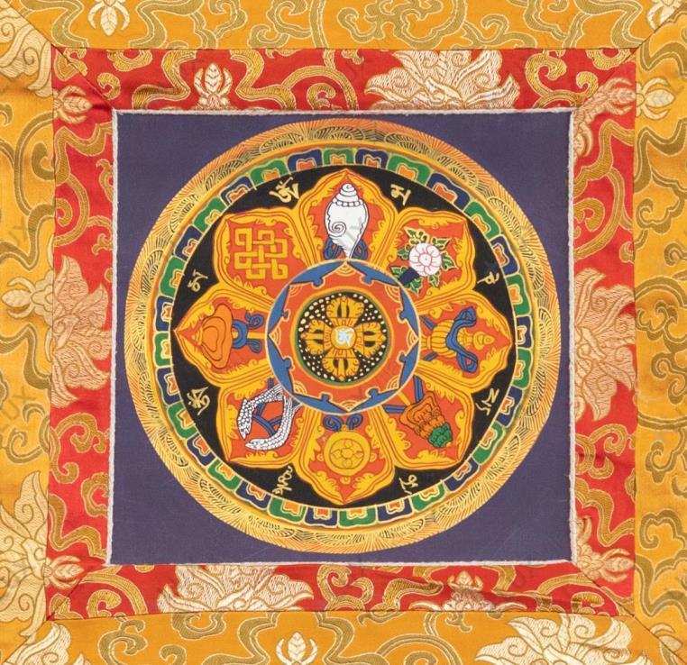 Nyolc szerencseszimbólum thangka