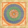 OM MANI PADME HUNG thangka, dupla dordzséval és nyolc szerencseszimbólummal