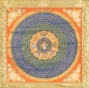 OM MANI PADME HUNG thangka, dupla dorzsévalés nyolc szerencseszimbólummal
